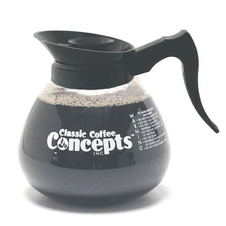 Classic Concepts Classic Concepts 27000 12 Cup Glass Decanter for Regular Coffee; Black 27000